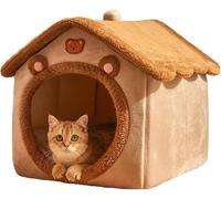 FZKun Cat Bed Cave, Cute Bear Shape Cat Beds for Indoor Cats, Cat House Cat Tent with Removable Cushion Pillow, Cat Condo Cat Cave for Kittens Puppy Small Dogs (M)