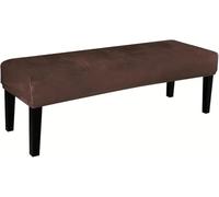 FZKun Dining Bench Cover with Elastic Bottom - Stretch Velvet Bench Cushion Slipcover Washable Removable Rectangle Stool Cover Bench Seat Protector for Dining Room Kitchen Living Room (Chocolate)