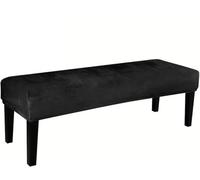 FZKun Dining Bench Cover with Elastic Bottom - Stretch Velvet Bench Cushion Slipcover Washable Removable Rectangle Stool Cover Bench Seat Protector for Dining Room Kitchen Living Room (Black)