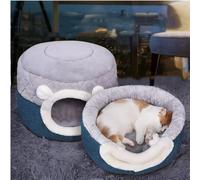 FZKun Foldable Cat Cave Bed for Indoor Cats, 2-in-1 Cat House, Cute Cat Bed Cave Cat Condos Cat Tent with Removable Cushion, Warm Cave Sleeping Nest Bed for Cat Kitten Small Dogs (M)