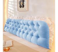 FZKun Large Bolster Headboard Pillow with Fixing Ties - Positioning Support Bed Rest Long Reading Pillow with Removable Cover Backrest Cushion for Bed Couch Sofa Daybed Dorm Adult (50 * 150cm,Blue)