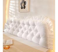 FZKun Large Bolster Headboard Pillow with Fixing Ties - Positioning Support Bed Rest Long Reading Pillow with Removable Cover Backrest Cushion for Bed Couch Sofa Daybed Dorm Adult (50 * 150cm,White)