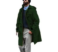 FZKun Men's Long Toggle Duffle Coat Wool Blend Hooded Toggle Duffle Coats Warm Work Windbreaker Jacket (5XL,25)
