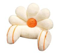 Reading Bed Rest Pillow with Arm Support - Cute Flower Shaped Faux Fur Backrest Support Reading Pillow for Sitting Up In Bed for Lounging Watching TV Gaming Washable Cover (50 * 40cm,White)