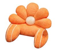 Reading Bed Rest Pillow with Arm Support - Cute Flower Shaped Faux Fur Backrest Support Reading Pillow for Sitting Up In Bed for Lounging Watching TV Gaming Washable Cover (65 * 45cm,Orange)