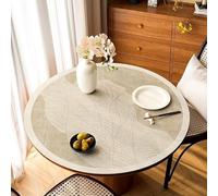 FZKun Round Leather Dining Table Protector - Waterproof 1.5mm Thick Tablecloth Pad Heat-Resistant Table Cover for Dining Room Wooden Furniture Desktop Glass Marble Coffee (100cm,#14)