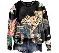 FZKun Women Leopard Print Sweatshirt Cheetah Tiger Zebra Print Jumper 3D Graphic Print Long Sleeve Pullover Top (XL,# 5)
