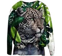 FZKun Women Leopard Print Sweatshirt Cheetah Tiger Zebra Print Jumper 3D Graphic Print Long Sleeve Pullover Top (XXL,# 6)