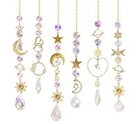 FZkuozougedd Crystal Suncatcher Window Hanging - 6 Pcs Gold Crystal Prism Hanging Ornament Chain Rainbow Maker Sun Catcher Pendant Home Room Garden Window Wall Decoration Girl Birthday Wedding Party