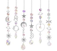 FZkuozougedd Crystal Suncatcher Window Hanging - 6 Pcs Sliver Crystal Prism Hanging Ornament Chain Rainbow Maker Sun Catcher Pendant Home Room Garden Window Wall Decoration Girl Birthday Wedding Party