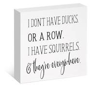 FZkuozougedd Office Wooden Box Sign - Funny Quote Humorous Wood Block Plaque Table Topper I Don't Have Ducks or A Row White Box Sign for Home Office Shelf Table Desk Decor Birthday White Elephant Gift