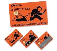 FZkuozougedd Self-Adhesive Credit Card Skin - 4Pcs Funny Chance GO DIRECTLY TO JAIL Credit Card Stickers Humorous Warning Debit Sticker Protecting Removable Waterproof Skin Bank Birthday Gift