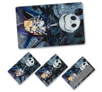 FZkuozougedd Self-Adhesive Credit Card Skin - 4Pcs Halloween Jack and Sally Cartoon Skull Credit Card Stickers Skeleton Holding Love Protecting Removable Waterproof Bank The Nightmare Before Christmas