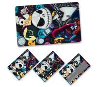 FZkuozougedd Self-Adhesive Credit Card Skin - 4Pcs Jack and Sally Cartoon Skull Credit Card Stickers 4-in-1 Skeleton Sticker Protecting Removable Skins for Debit Bank The Nightmare Before Christmas