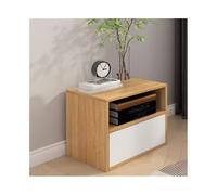 FZL02068LM Bedside Cabinet Bedside Table in White + Original Wood Color, File Cabinet with Two Drawers Solid Wood Storage Cabinet for Living Room, Bedroom, Study, for Books, Lamps, Et Bedside Table