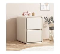 FZL02068LM Bedside Cabinet Faux Leather Nightstand 2 Drawers Bedroom Bedside Cabinet Side Table Small Storage Cabinet for Living Room Bedroom, 18.8" H, Beige Bedside Table(L30xD40xH48cm)