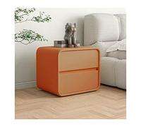 FZL02068LM Bedside Cabinet Nightstand Sidetable with 2 Drawer Storage, Modern Orange Microfiber Leather End Table, Bedside Table for Bedroom, 1 Nightstand, 18.5" H Bedside Table(L45xD40xH47cm)