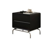 FZL02068LM Bedside Cabinet Solid Wood Nightstand Bedroom Furniture Bedroom Furniture Vintage Living Room Storage Sideboards Bedside Table(Black)