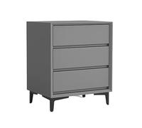 FZL02068LM Bedside Cabinet Vintage Minimalist Nightstand Wood Solid Color Bedside Table Storage Three Drawers Large Capacity Bedside Furniture Bedside Table(Gris)
