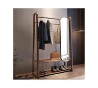 FZL02068LM Hat stand Solid Wood Hanger Floor Bedroom Coat Rack with Mirror Full Body Fitting Multifunctional Storage Free Standing Hall Tree(Small)