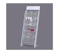 FZL02068LM Magazine Stand 5-Layer Magazine Holder Brochure Stand, Floor-Standing Information Display , Rack for Newspaper and Products Exhibition Decorative(White)
