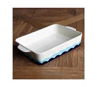 FZL02068LM Oven Dishes Blue Wave Pattern Underglaze Color Ceramic Porcelain Plate Double Ear Large Baking Dish Steamer Plate Multifunctional Household Dinner Plate Baking Dish