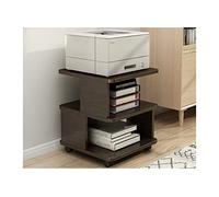 FZL02068LM Printer Stand Large Double Layer Printer Stand Cart Floor Shelf Mobile Bracket Storage Under Desk on 4 Swivel Wheels for Home and Office (Dark brown) Office Organization