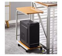 FZL02068LM Printer Stand Printer Stand with Rolling Wheels 2-Tier CPU Holder Cart Mobile PC Laptop Standing Table for Home Office Office Organization(Natural)