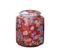 FZL02068LM Tea Caddy Chinese Retro Red Patterned Ceramics Loose Tea Tin Storage Caddy Canister Container Tins Jar with Airtight Lid Tea Tin