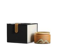 FZL02068LM Tea Caddy Portable Ceramic Tea Jar Retro Sealed Bulk Tea Tin(Orange)
