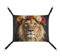 FZMTLDS African Lion Wearing A Flower on Its Head Cat Hammock Breathable Pet Cage Hammock Reversible Pet Hanging Bed Soft Cat Bed for Indoors and Outdoors Resting Sleepy Pads for Small Animals
