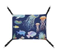 FZMTLDS Aquatic Sea Animal Cat Hammock Breathable Pet Cage Hammock Reversible Pet Hanging Bed Soft Cat Bed for Indoors and Outdoors Resting Sleepy Pads for Small Animals