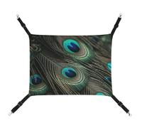 FZMTLDS Beautiful Peacock Feathers Cat Hammock Breathable Pet Cage Hammock Reversible Pet Hanging Bed Soft Cat Bed for Indoors and Outdoors Resting Sleepy Pads for Small Animals