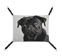 FZMTLDS Cute Black Pug Dog Cat Hammock Breathable Pet Cage Hammock Reversible Pet Hanging Bed Soft Cat Bed for Indoors and Outdoors Resting Sleepy Pads for Small Animals