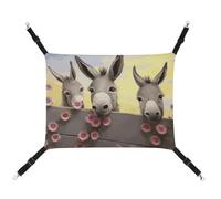 FZMTLDS Donkey and Flower Cat Hammock Breathable Pet Cage Hammock Reversible Pet Hanging Bed Soft Cat Bed for Indoors and Outdoors Resting Sleepy Pads for Small Animals