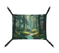 FZMTLDS Enchanted Wilderness Fantasy on Dark Green Cat Hammock Breathable Pet Cage Hammock Reversible Pet Hanging Bed Soft Cat Bed for Indoors and Outdoors Resting Sleepy Pads for Small Animals