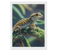 FZMTLDS Leopard Little Gecko Diamond Painting Kits 12"x16" Cute Gem Art Painting Full Drill Diamond Dots Paintings for Beginners DIY Diamonds Pictures for Adults Home Wall Decor