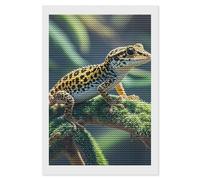 FZMTLDS Leopard Little Gecko Diamond Painting Kits 8"x12" Cute Gem Art Painting Full Drill Diamond Dots Paintings for Beginners DIY Diamonds Pictures for Adults Home Wall Decor