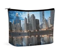 FZMTLDS Makeup Bag for Women Cosmetic Bag Chicago Reflected Toiletry Bag Makeup Organizer Make Up Bag with Zipper, style, One Size