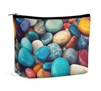 FZMTLDS Makeup Bag for Women Cosmetic Bag Colored Stones Toiletry Bag Makeup Organizer Make Up Bag with Zipper, style, One Size