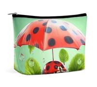 FZMTLDS Makeup Bag for Women Cosmetic Bag Funny Ladybug Holding Umbrellas Toiletry Bag Makeup Organizer Make Up Bag with Zipper, style, One Size