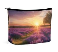 FZMTLDS Makeup Bag for Women Cosmetic Bag Lavender Meadow at Sunset Toiletry Bag Makeup Organizer Make Up Bag with Zipper, style, One Size