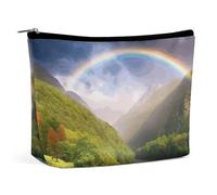FZMTLDS Makeup Bag for Women Cosmetic Bag Mountain Valley with Rainbow Toiletry Bag Makeup Organizer Make Up Bag with Zipper, style, One Size