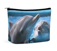 FZMTLDS Makeup Bag for Women Cosmetic Bag Two Dolphins in The Water Toiletry Bag Makeup Organizer Make Up Bag with Zipper, style, One Size