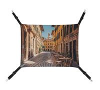 FZMTLDS Old Courtyard Cafe Chair City, Rome, Italy Cat Hammock Breathable Pet Cage Hammock Reversible Pet Hanging Bed Soft Cat Bed for Indoors and Outdoors Resting Sleepy Pads for Small Animals