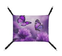 FZMTLDS Purple Flower Butterflies Cat Hammock Breathable Pet Cage Hammock Reversible Pet Hanging Bed Soft Cat Bed for Indoors and Outdoors Resting Sleepy Pads for Small Animals