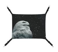 FZMTLDS Snowy Owl and Stars Cat Hammock Breathable Pet Cage Hammock Reversible Pet Hanging Bed Soft Cat Bed for Indoors and Outdoors Resting Sleepy Pads for Small Animals