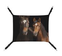 FZMTLDS Two Horses Standing on Black Background Cat Hammock Breathable Pet Cage Hammock Reversible Pet Hanging Bed Soft Cat Bed for Indoors and Outdoors Resting Sleepy Pads for Small Animals