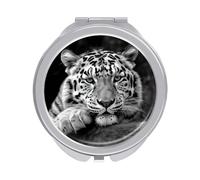 FZMVSQH A Tiger Compact Mirror 1x/2x Magnification Round Travel Makeup Mirror Double Sided Portable Handheld Mirrrors for Pocket Purse Travel Essentials Gift for Women Girl