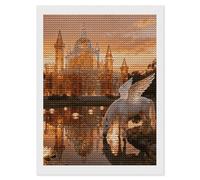 FZMVSQH Amber Castle 5D Diamond Art Kits for Adults Personalized Large Diamond Art DIY Full Drill Diamonds Dot Crystal Rhinestone Diamonds Painting Round Gem Art Kit for Home Wall Decor 12x16